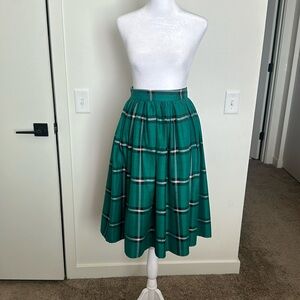 Collectif green plaid skirt